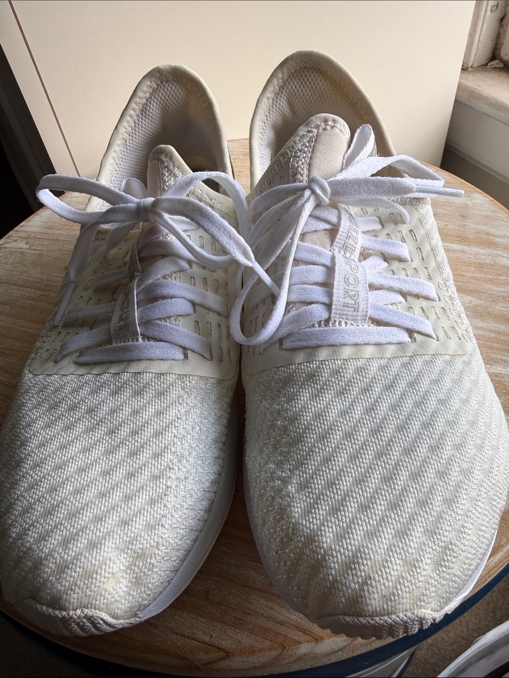 New Balance Women’s White Knit Lace-Up Sneakers